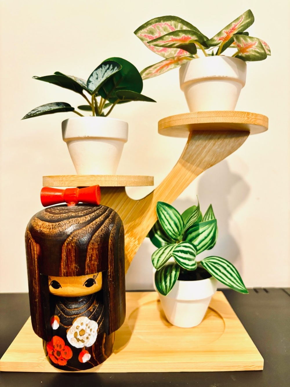 Vintage Japanese Sosaku Wooden
Kokeshi Asian Cherry Blossom Doll